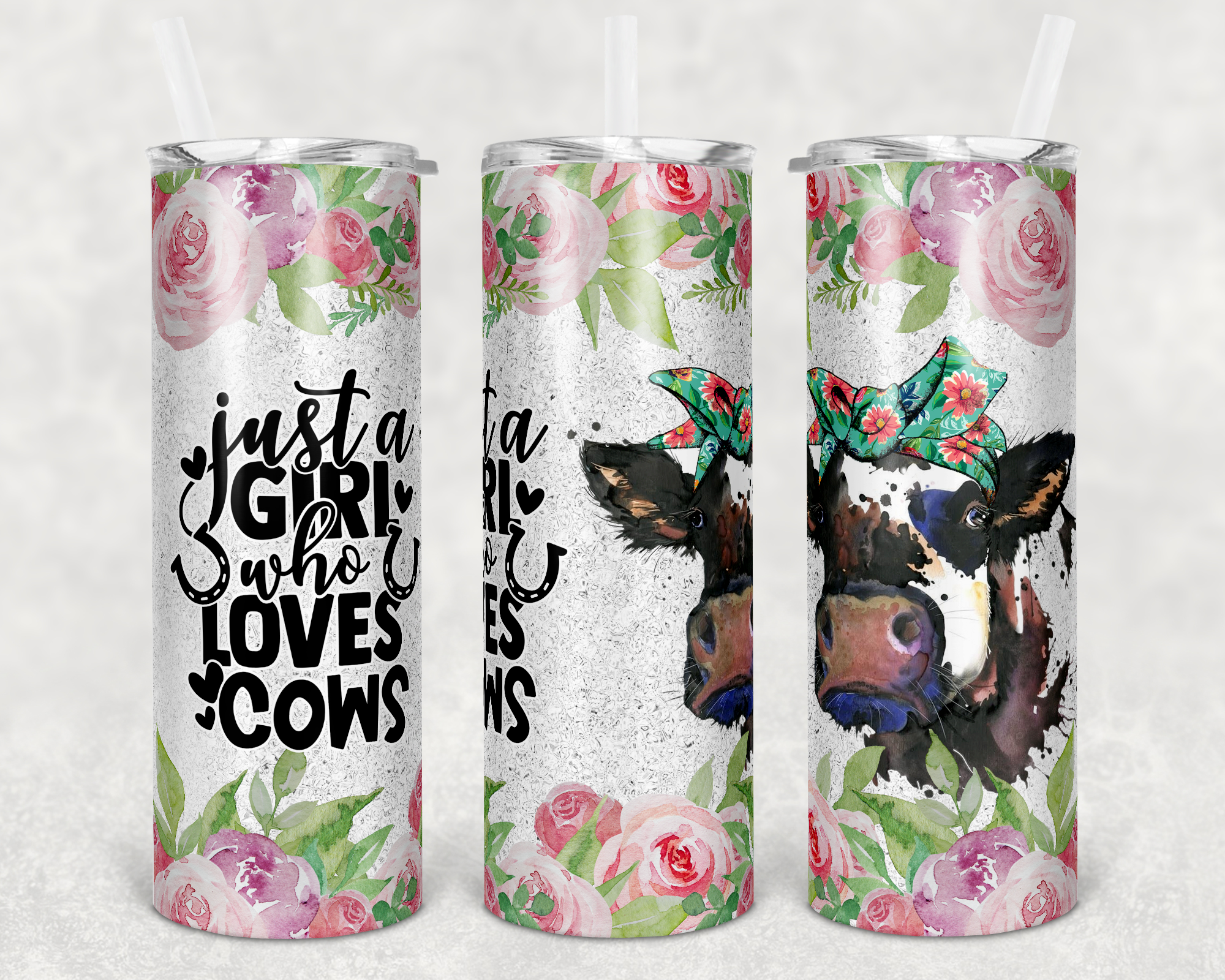 Just a Girl Who Loves Cows 20 oz Skinny Sublimation Tumbler