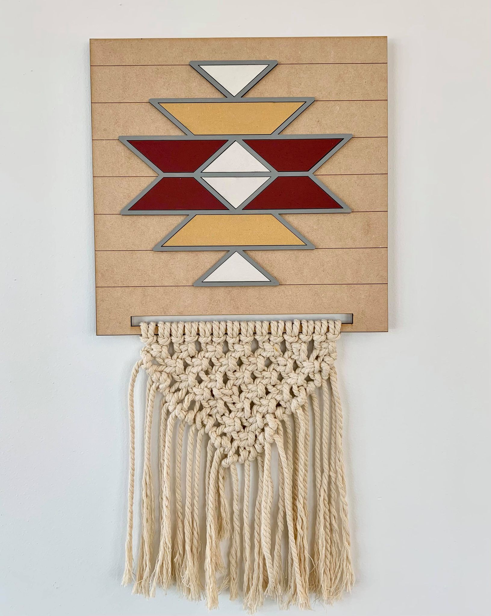 DIY Wooden Sign Kit - Macrame Geometric Design