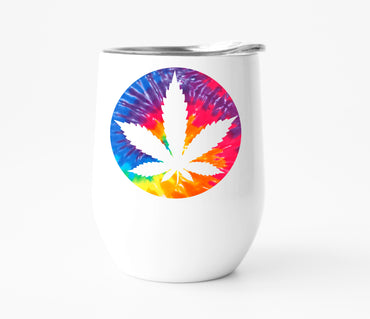 Marijuana Tie Dye Wine Tumbler