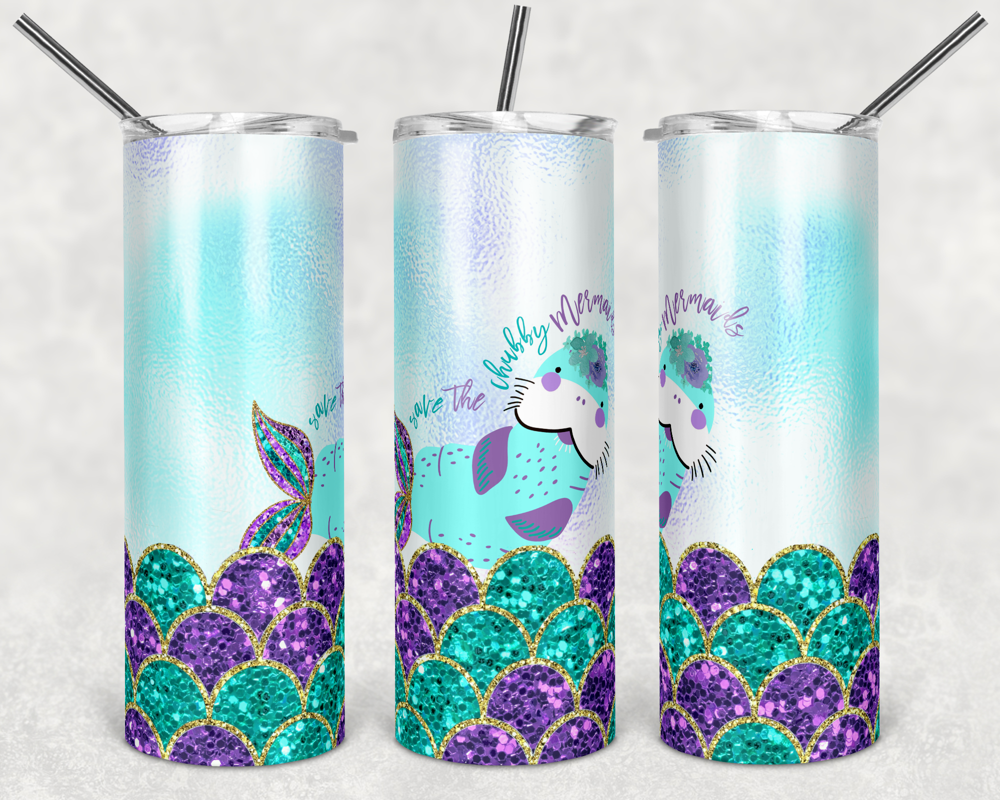 Save the Chubby Mermaids 20 oz Skinny Sublimation Tumbler