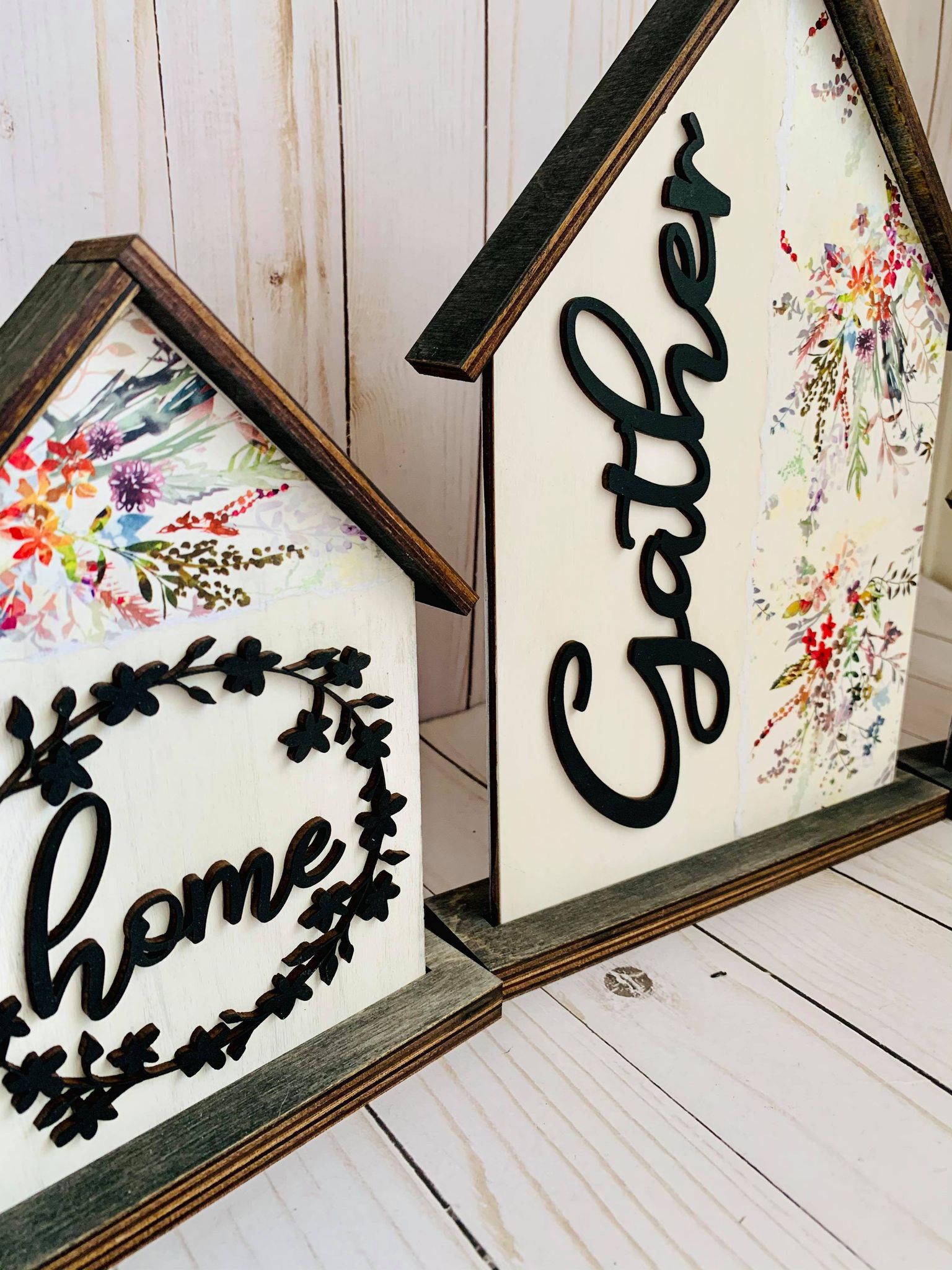DIY Wooden Sign Kit - Set of Gather Blessed Houses
