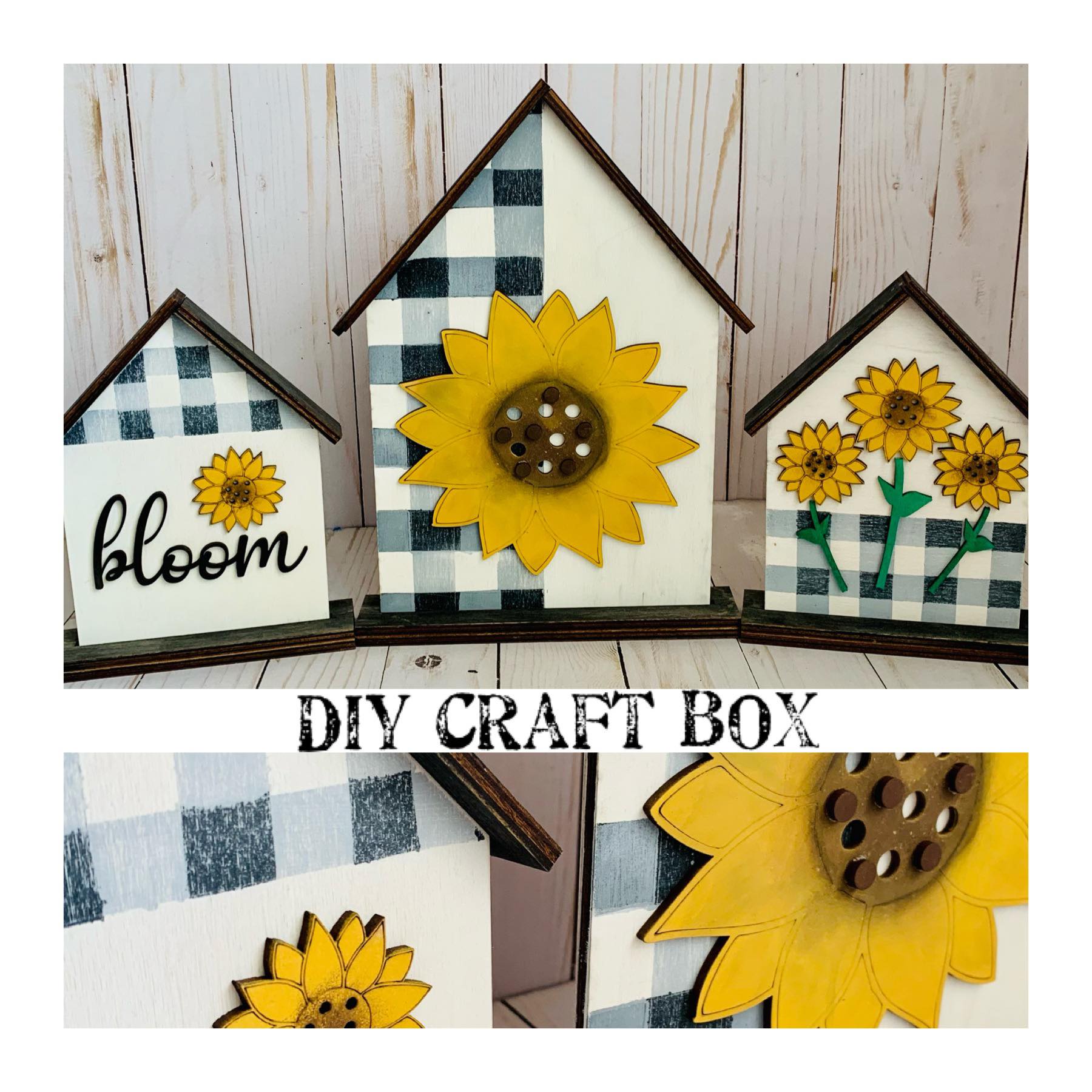 DIY Wooden Sign Kit - Set of Sunflower Houses