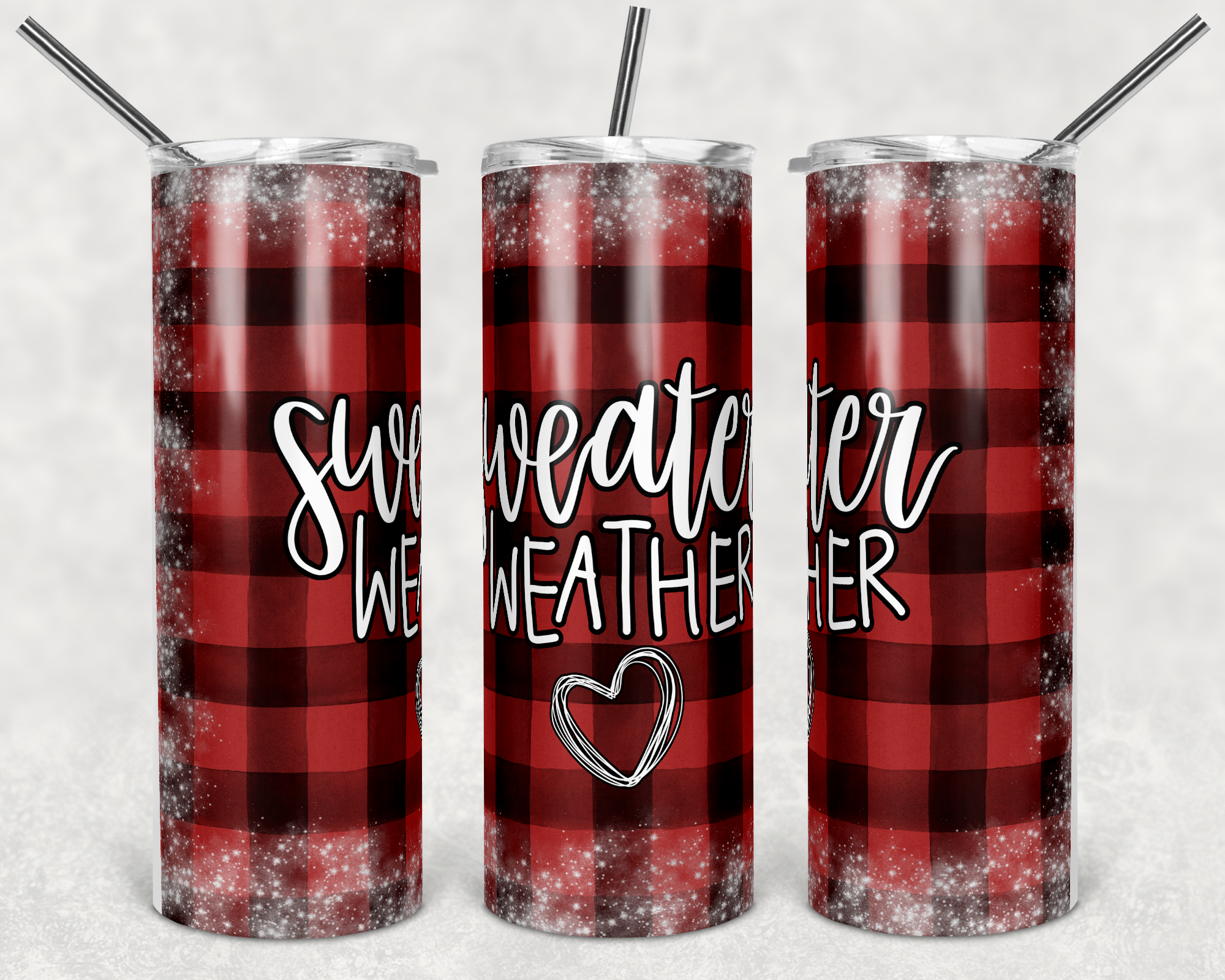Buffalo Plaid Sweater Weather 20 oz Skinny Sublimation Tumbler