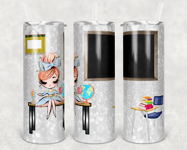 Redhead Teacher Personalizable 20 oz Skinny Sublimation Tumbler