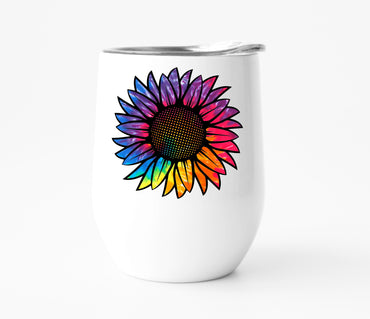 Tie Dye Sunflower Wine Tumbler