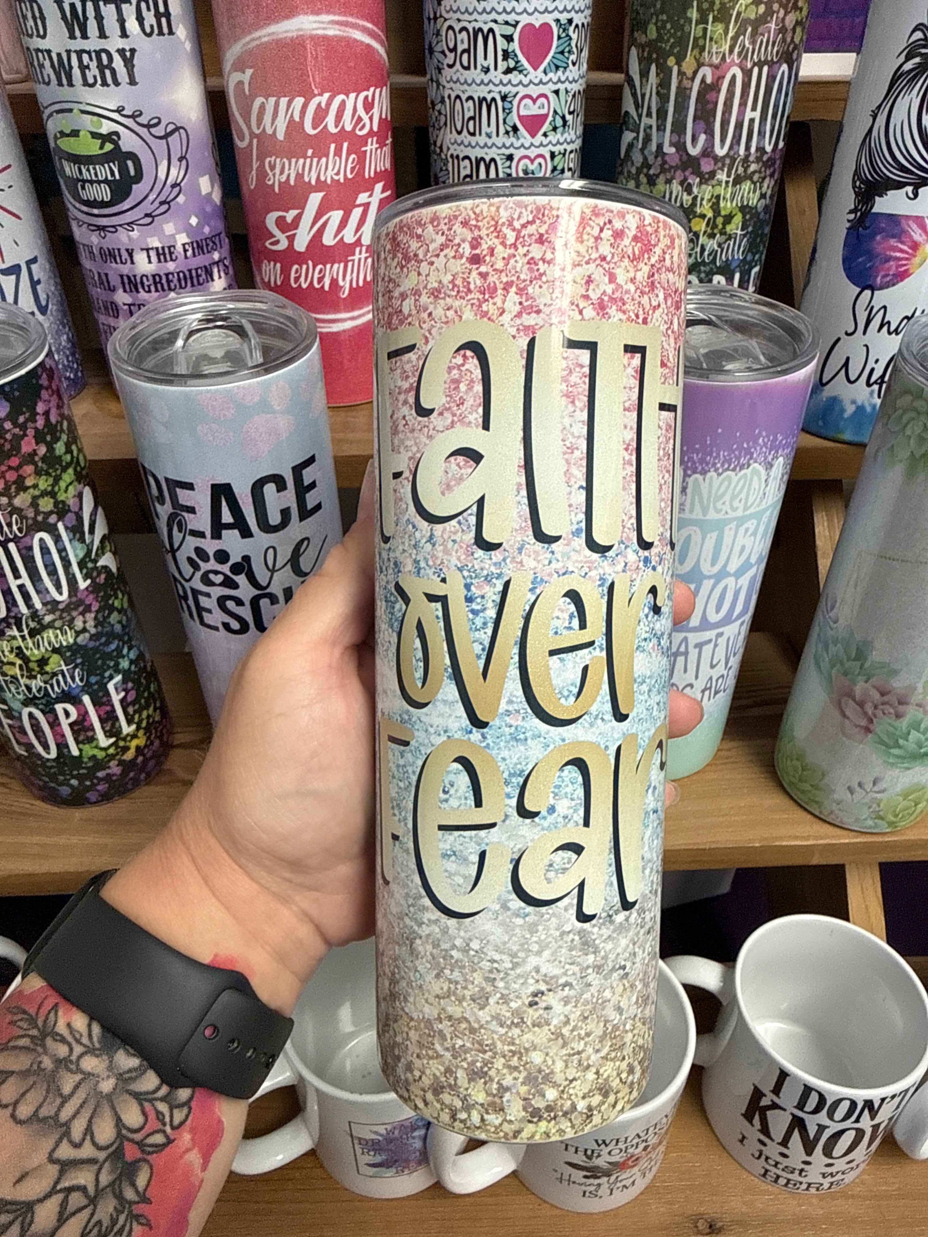 Faith Over Fear Holographic 20 oz RTS Tumbler