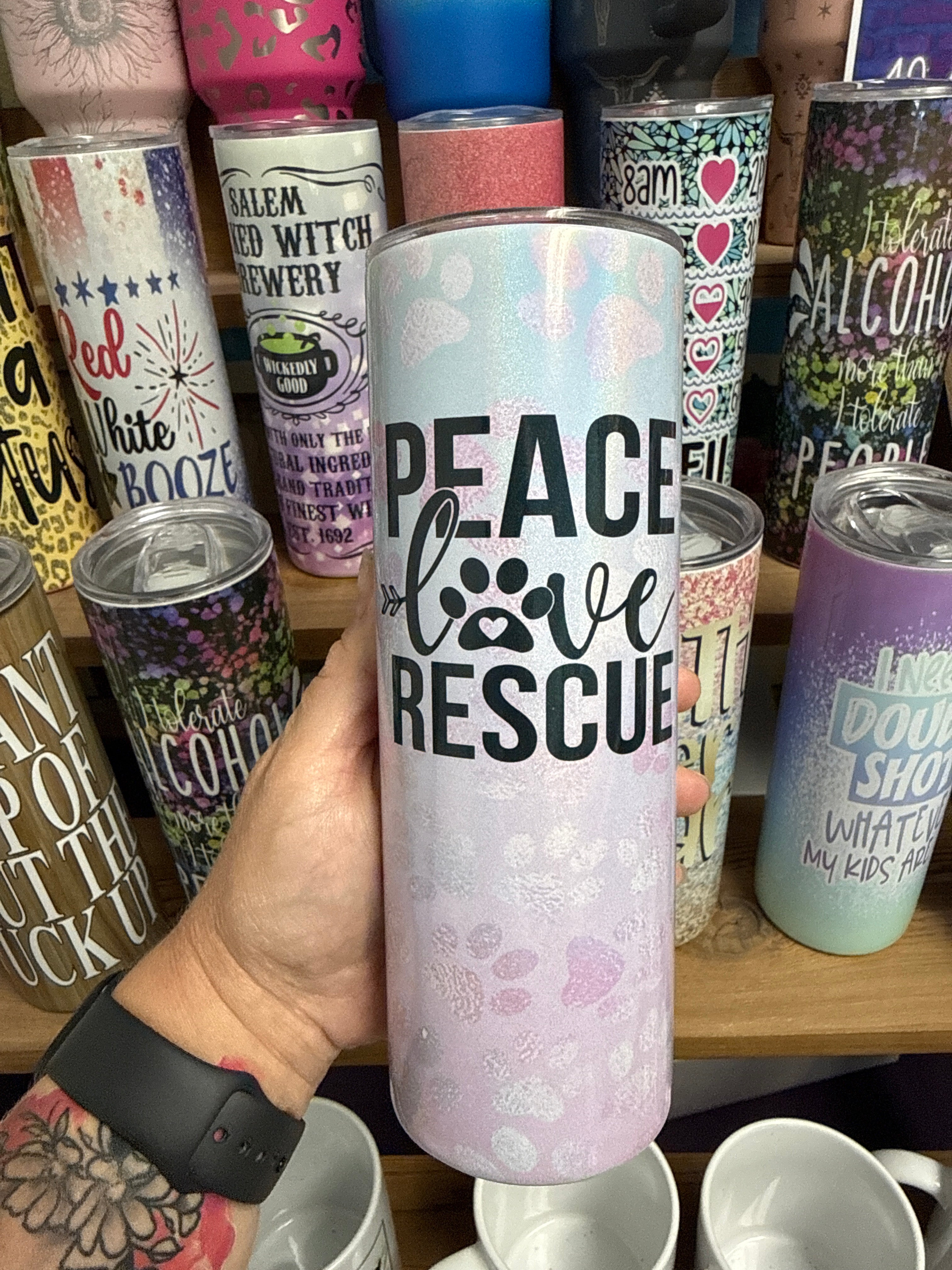 Peace Love Rescue Holographic 20 oz RTS Tumbler