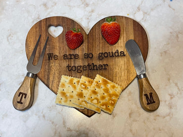 Personalized Heart Shaped Cutting Board: We Are So Gouda Together