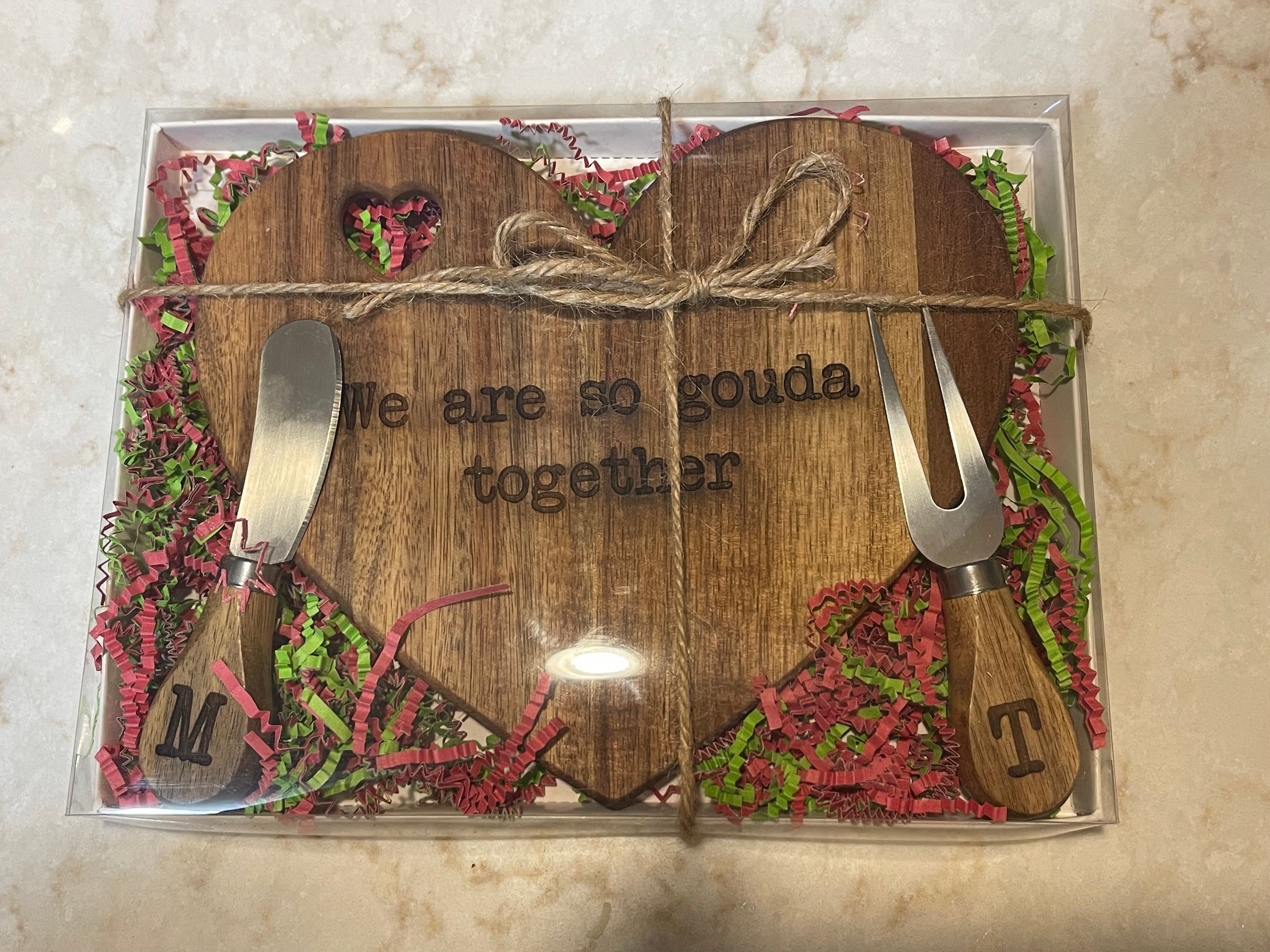 Personalized Heart Shaped Cutting Board: We Are So Gouda Together