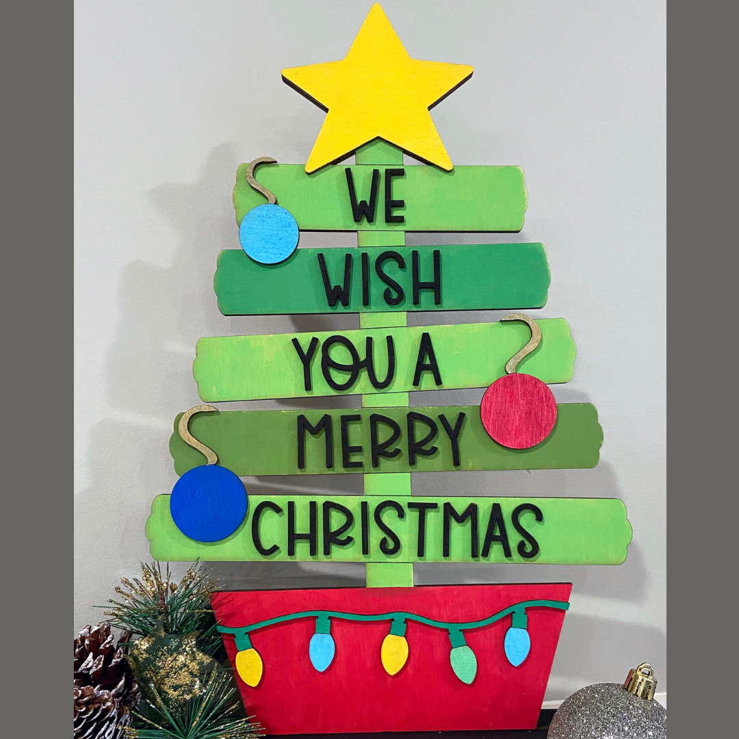 We Wish You A Merry Christmas Tree Stand - Paint Party - Book A Party