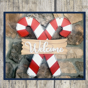 3/4/23 - Welcome Candy Cane Door Hanger - Paint Party - Book A Party