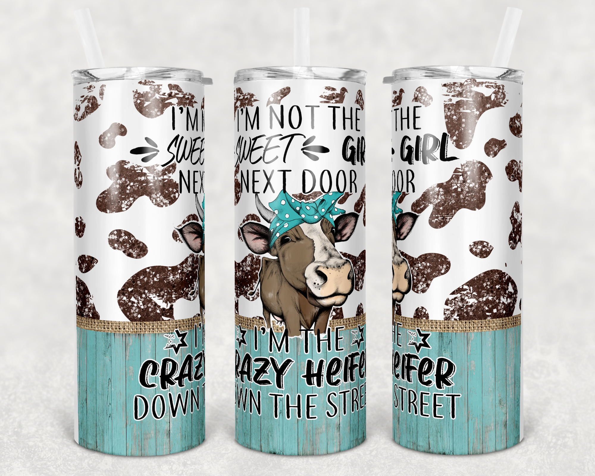 I'm the Crazy Heifer Down the Street 20 oz Skinny Sublimation Tumbler