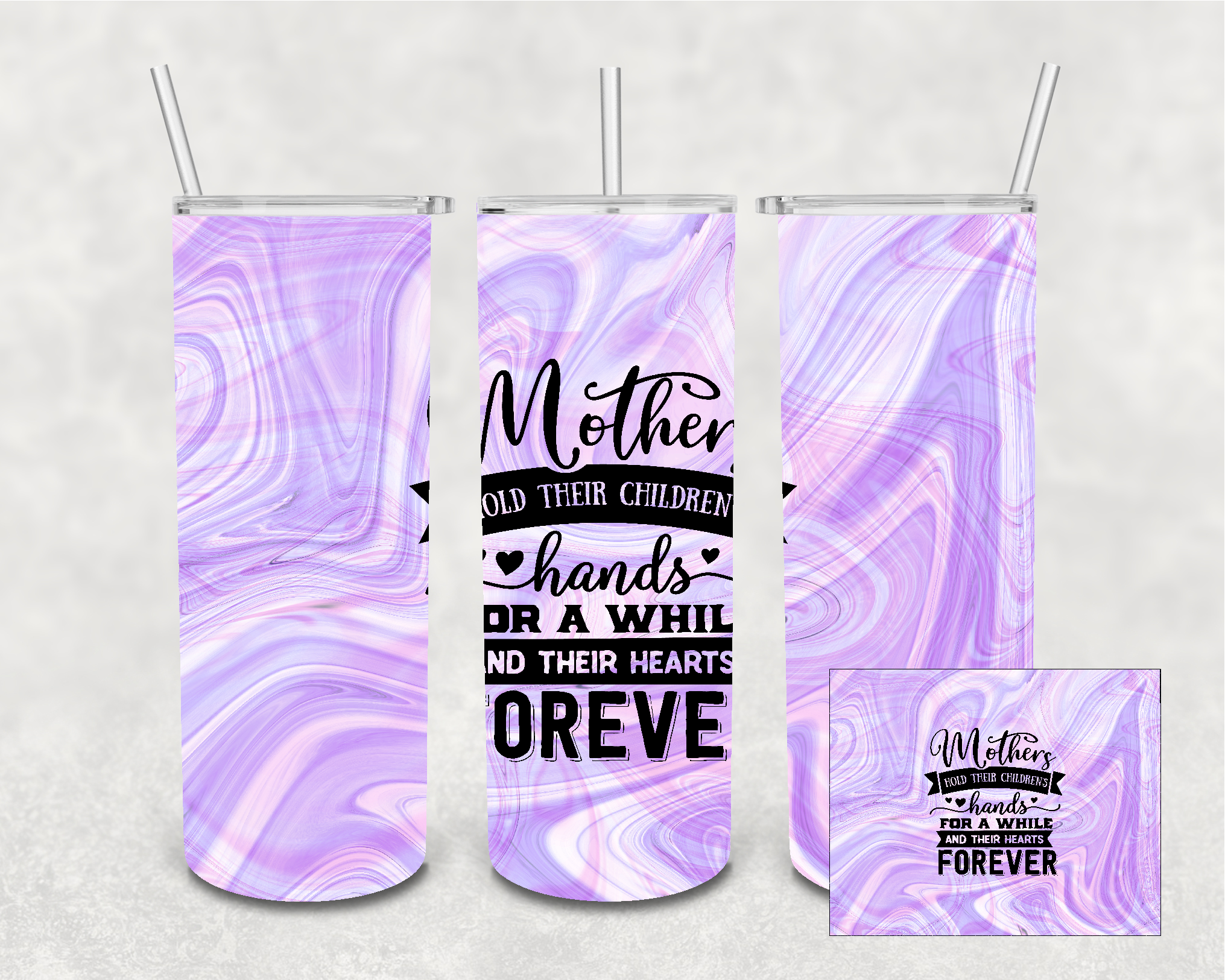 Mothers Hold Their Childrens Hearts Forever 20 oz Skinny Sublimation Tumbler