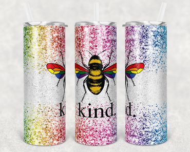 Bee Kind Rainbow Bee Piece 20 oz Skinny Sublimation Tumbler