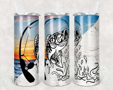 Bass Fishing 20 oz Skinny Sublimation Tumbler