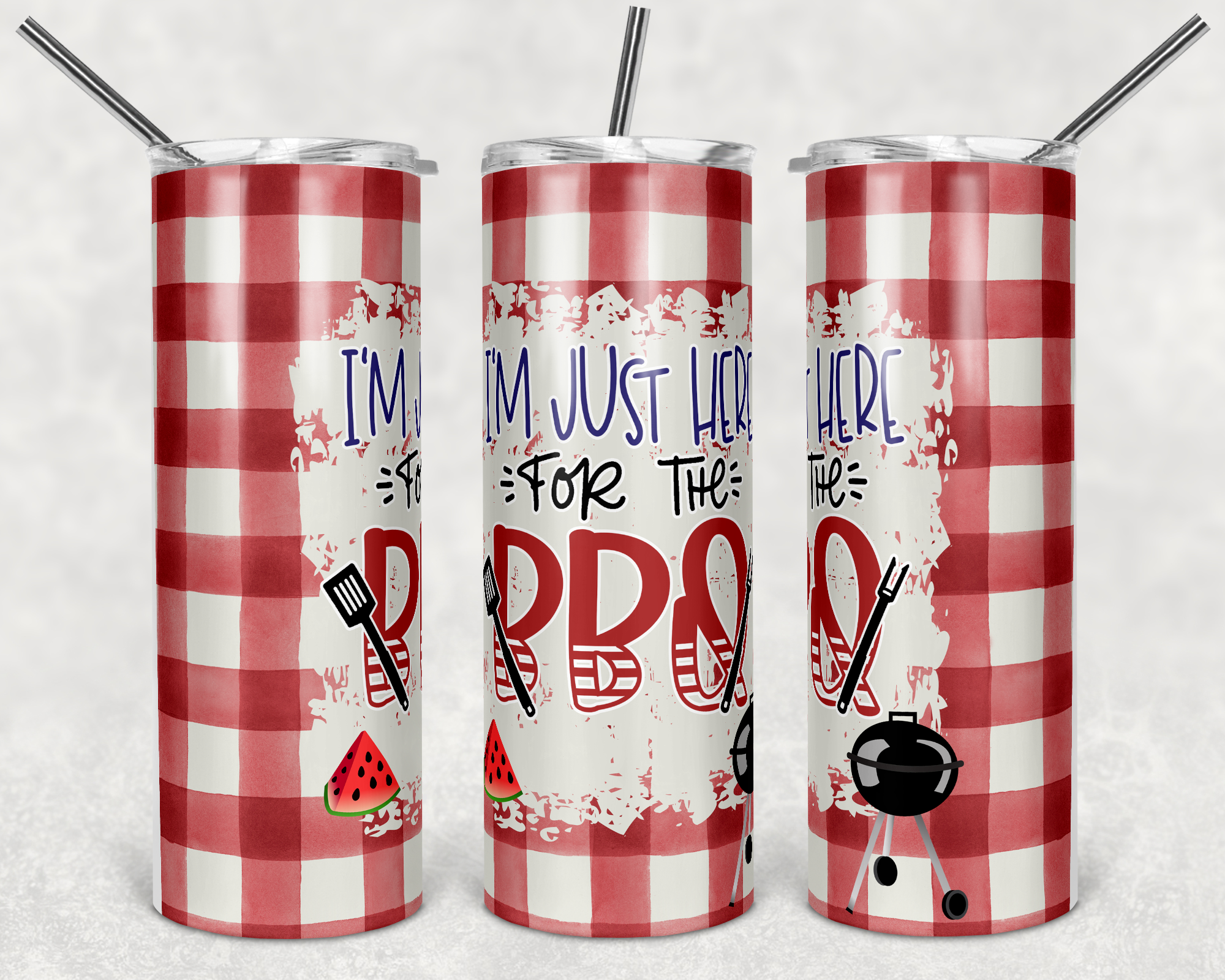 I'm Just Here for the BBQ 20 oz Skinny Sublimation Tumbler