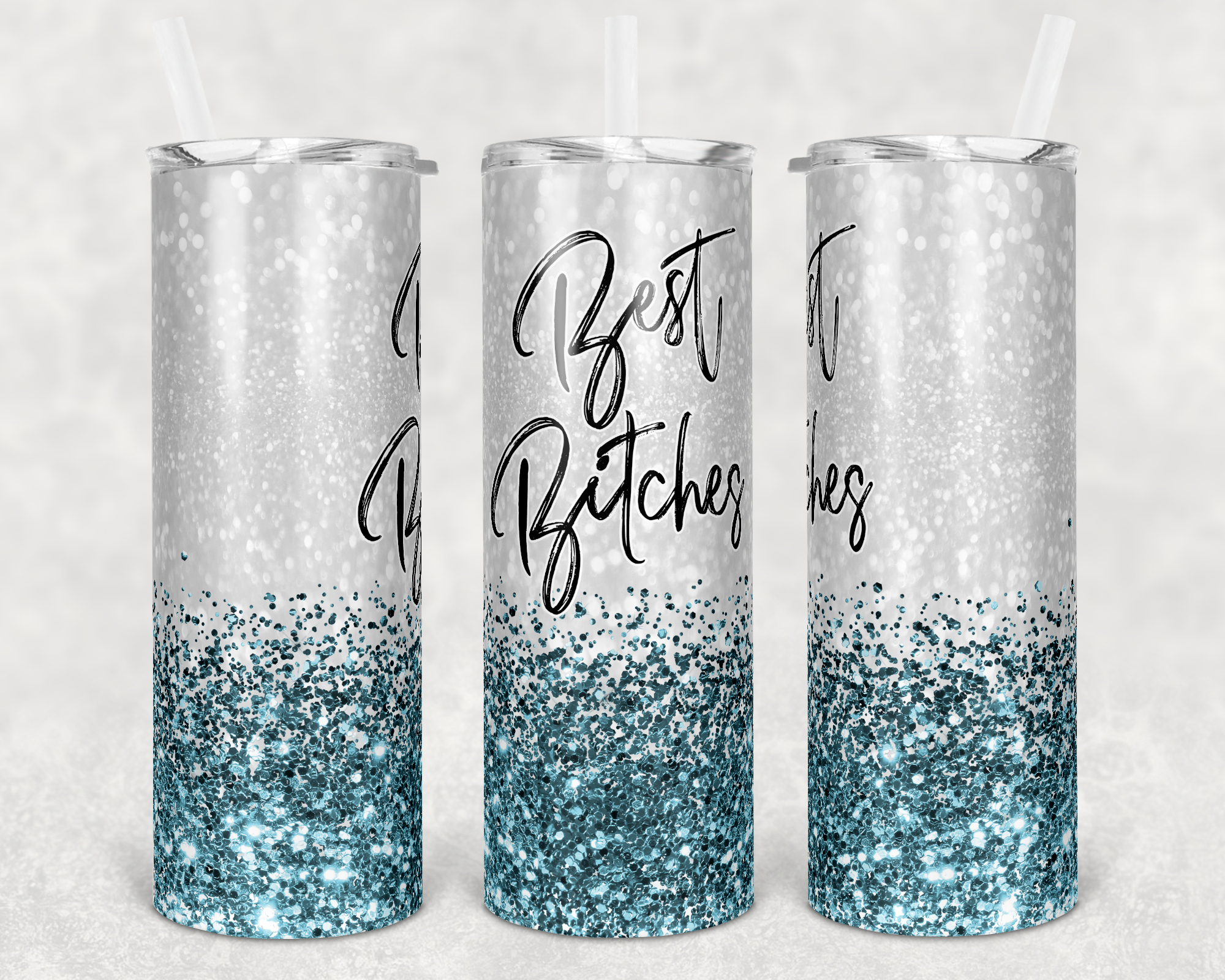 Best Bitches Teal 20 oz Skinny Sublimation Tumbler