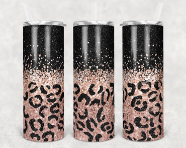 Black Rose Gold Faux Glitter 20 oz Skinny Sublimation Tumbler