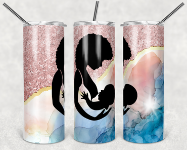 African American Momma Breastfeeding on Marble Background 20 oz Skinny Sublimation Tumbler