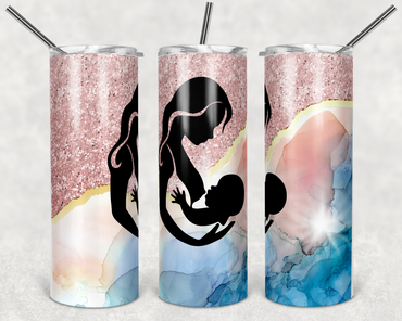 Caucasian Momma Breastfeeding on Marble Background 20 oz Skinny Sublimation Tumbler