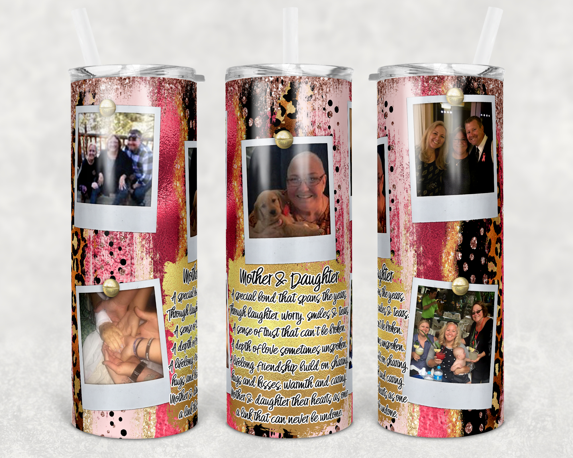 Mother and Daughter Custom Photo 20 oz Skinny Sublimation Tumbler