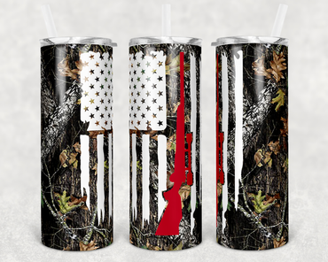 Camo Gun Flag 20 oz Skinny Sublimation Tumbler