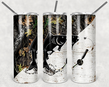 Carp Fishing Camo 20 oz Skinny Sublimation Tumbler