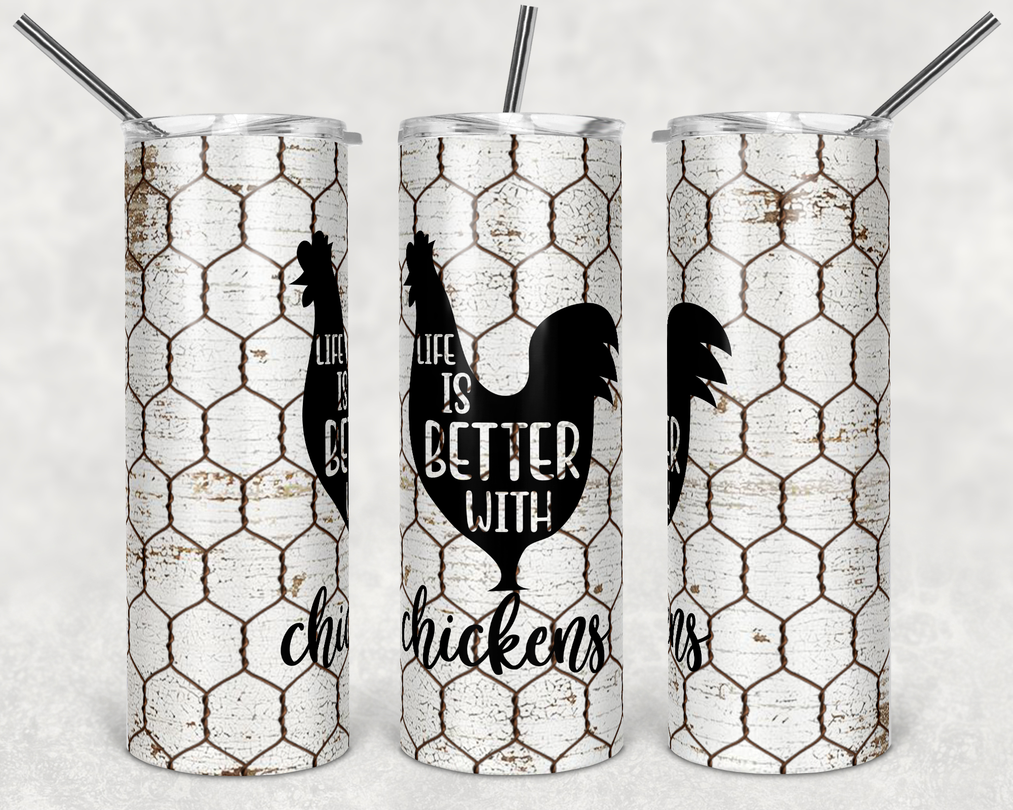 Life is Better with Chickens 20 oz Skinny Sublimation Tumbler