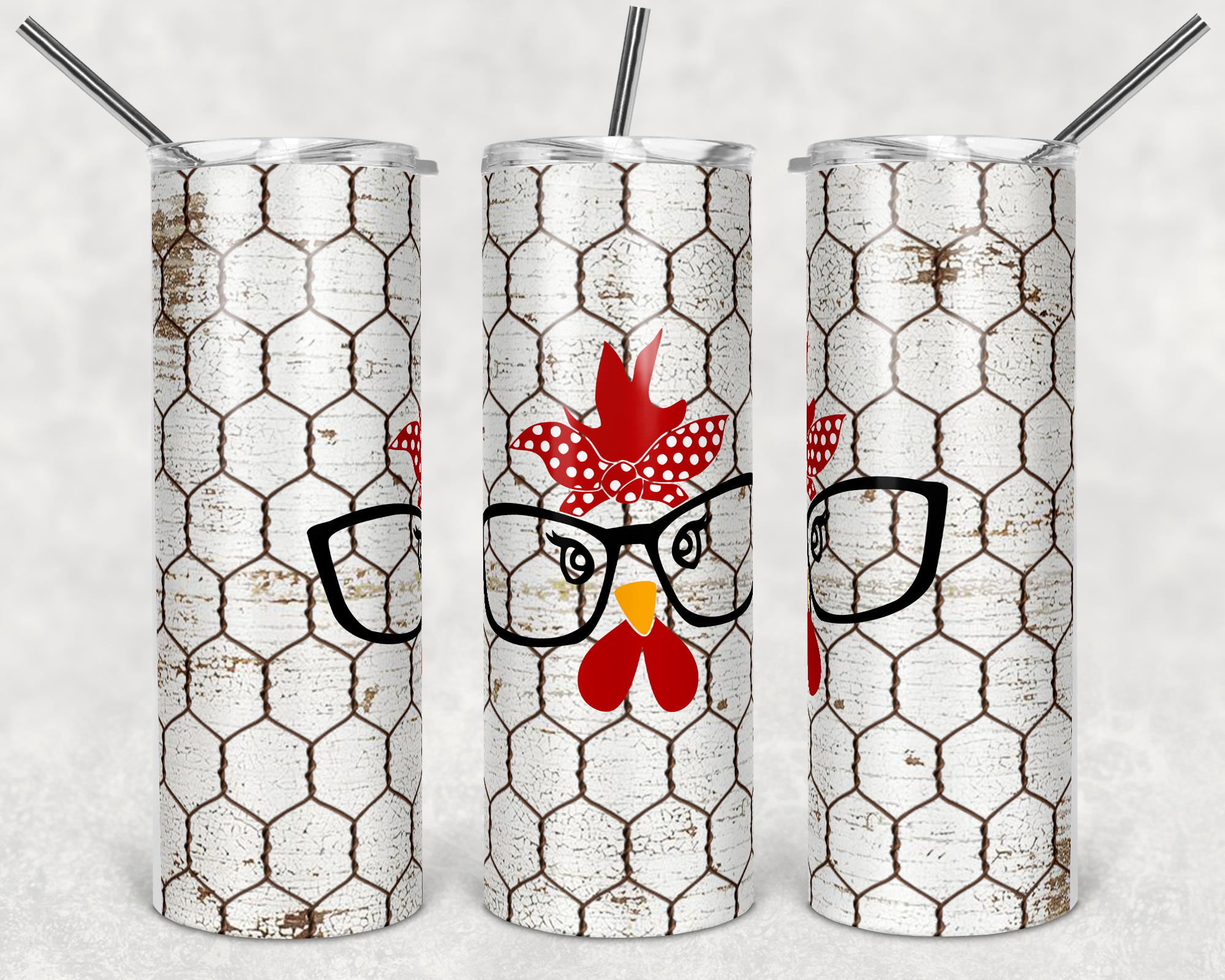 Chicken with Glasses 20 oz Skinny Sublimation Tumbler