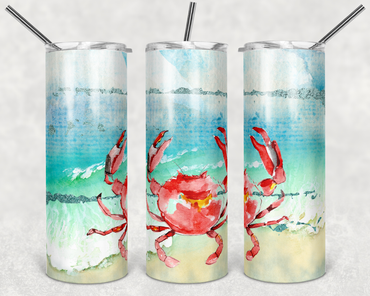 Watercolor Crab 20 oz Skinny Sublimation Tumbler