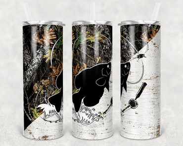 Crappie Silhouette Fishing Camo 20 oz Skinny Sublimation Tumbler