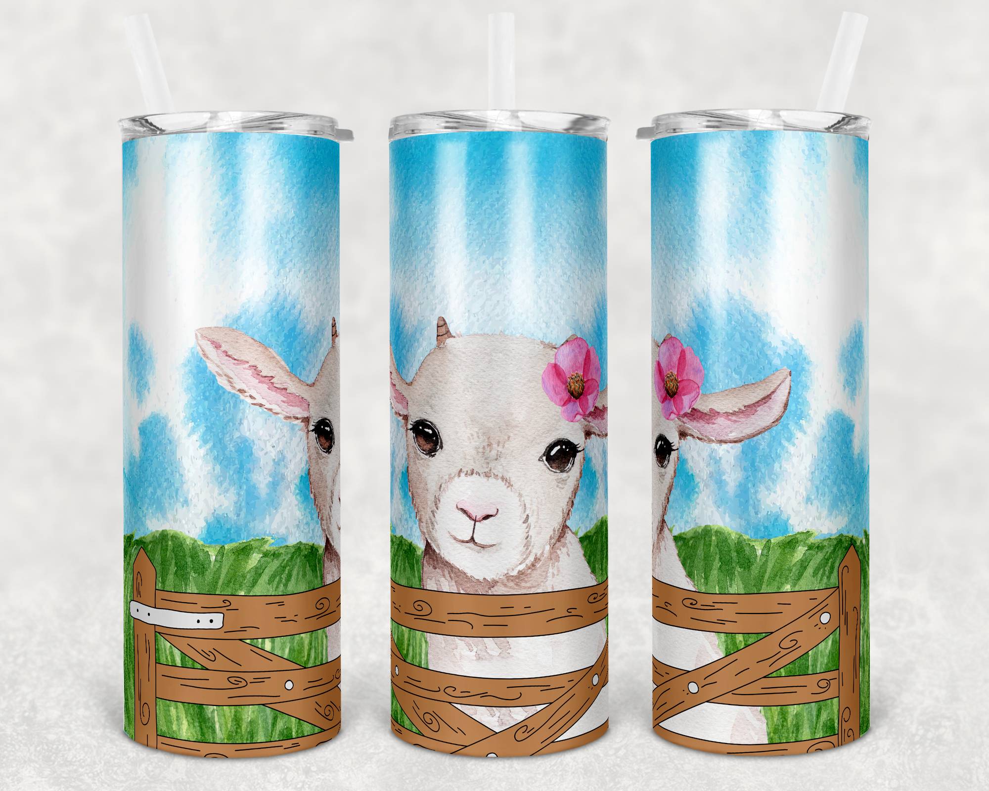 Cute Baby Goat 20 oz Skinny Sublimation Tumbler