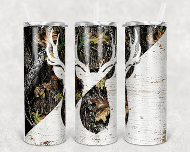 Deer Hunting Camo 20 oz Skinny Sublimation Tumbler