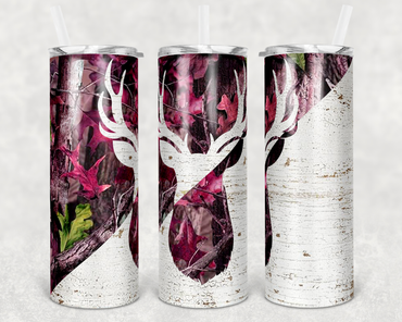 Deer Hunting Pink Camo 20 oz Skinny Sublimation Tumbler