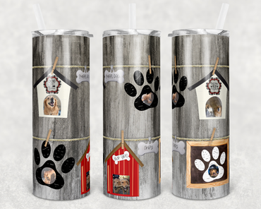 Dog House and Paw Prints Custom Photo 20 oz Skinny Sublimation Tumbler