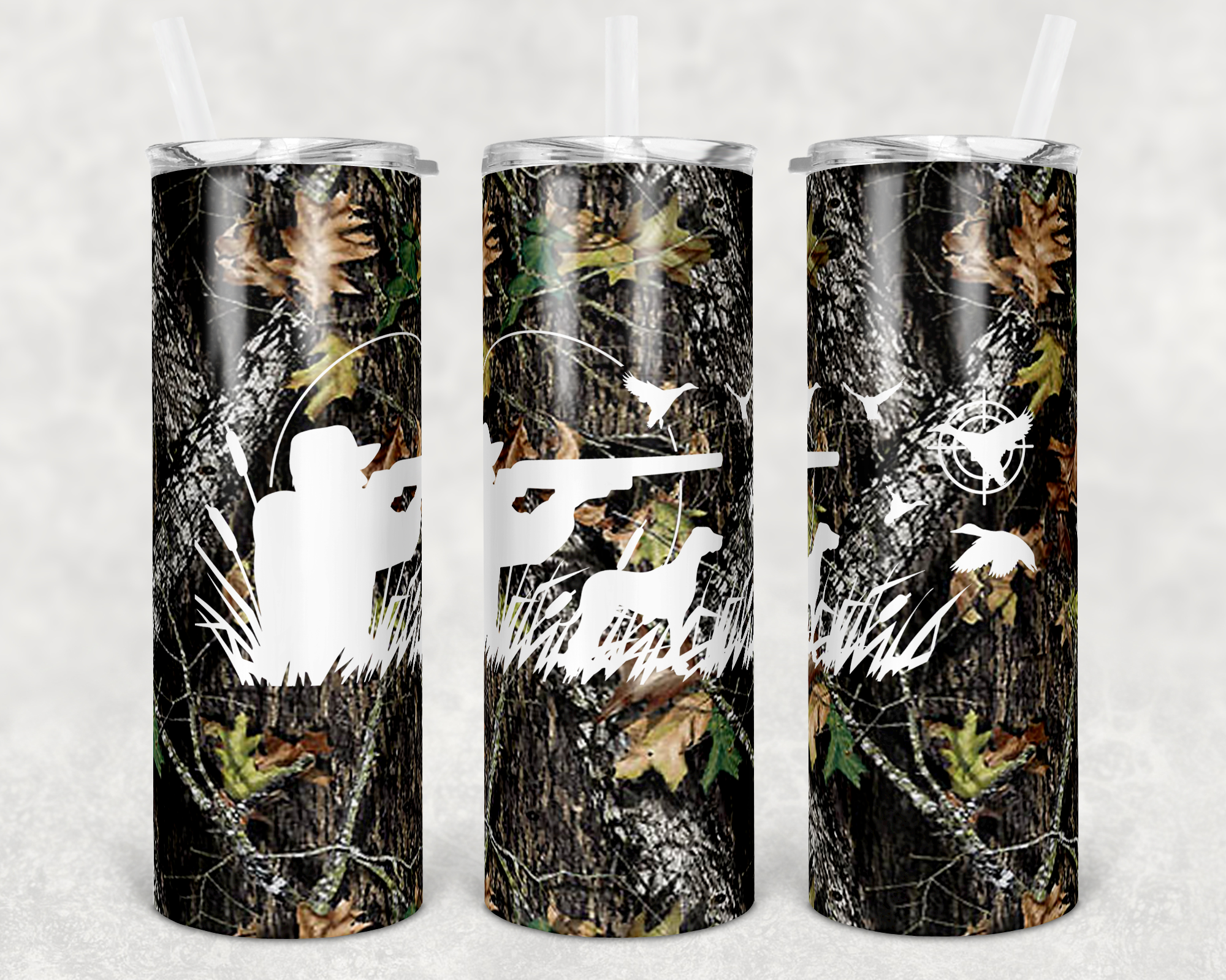 Duck Hunting Silhouette Camo 20 oz Skinny Sublimation Tumbler
