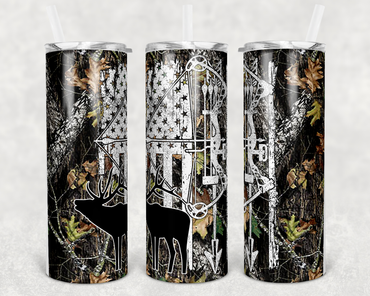 Elk Hunting Camo 20 oz Skinny Sublimation Tumbler