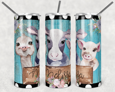 Cute Baby Farm Animals 20 oz Skinny Sublimation Tumbler