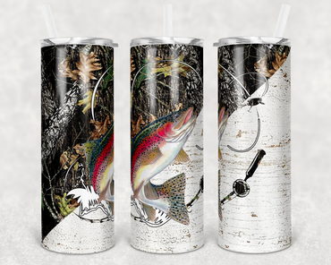 Trout Fishing Camo 20 oz Skinny Sublimation Tumbler