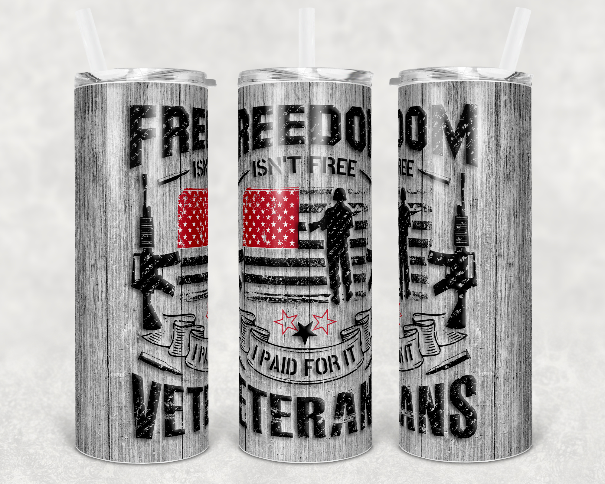 Freedom Isn't Free, I Paid For It Veteran 20 oz Skinny Sublimation Tumbler