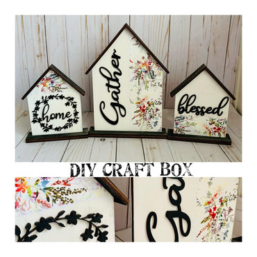 DIY Wooden Sign Kit - Set of Gather Blessed Houses