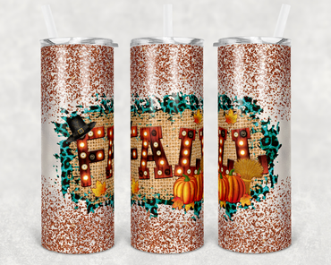 Faux Glitter Leopard Print Fall 20 oz Skinny Sublimation Tumbler