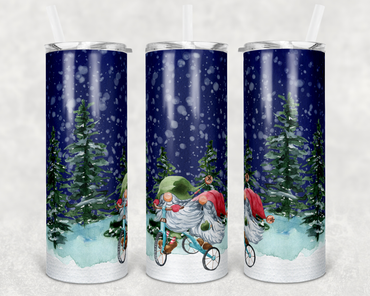 Bike Riding Winter Gnomes 20 oz Skinny Sublimation Tumbler