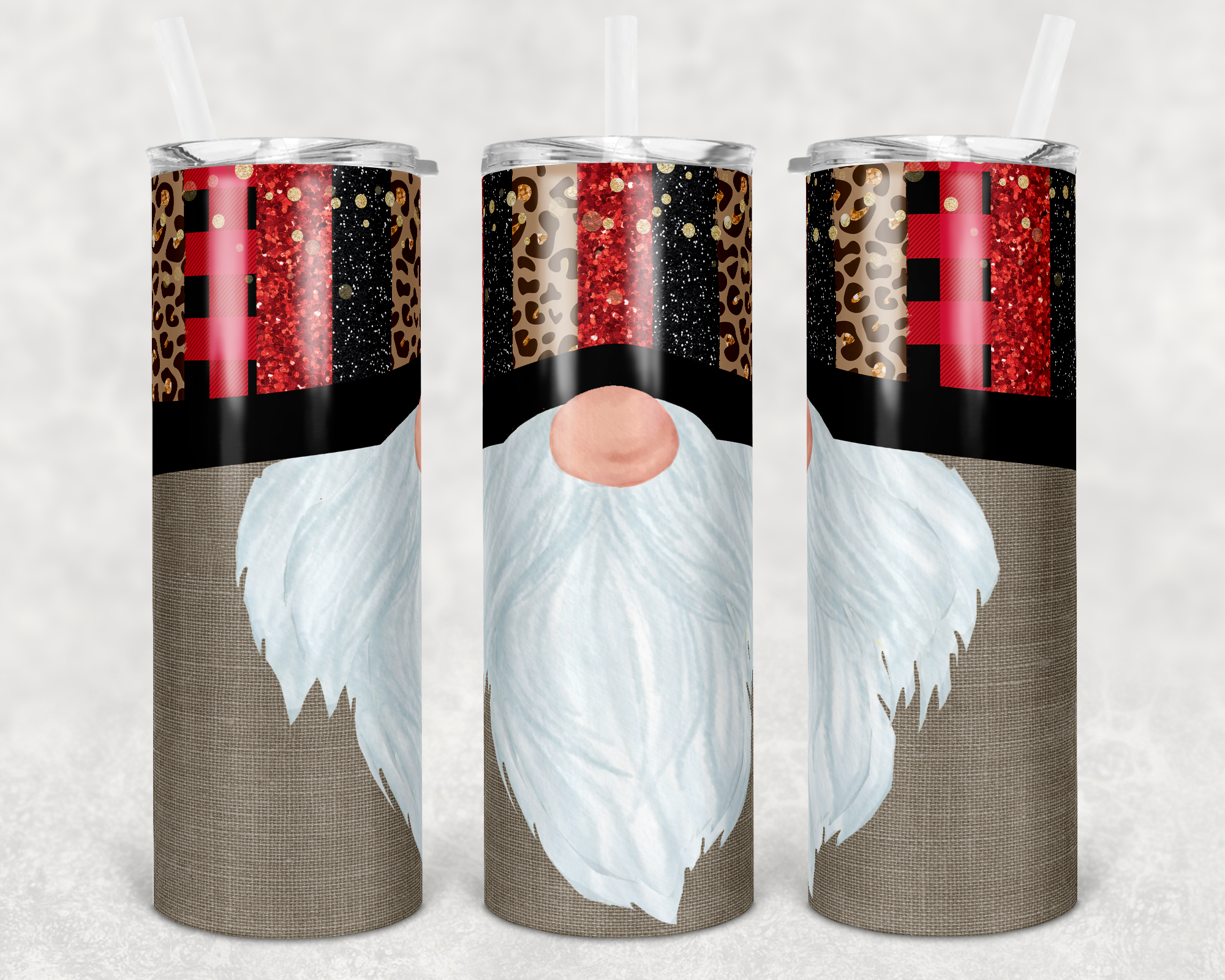 Gnome with Christmas Brushstroke Hat 20 oz Skinny Sublimation Tumbler