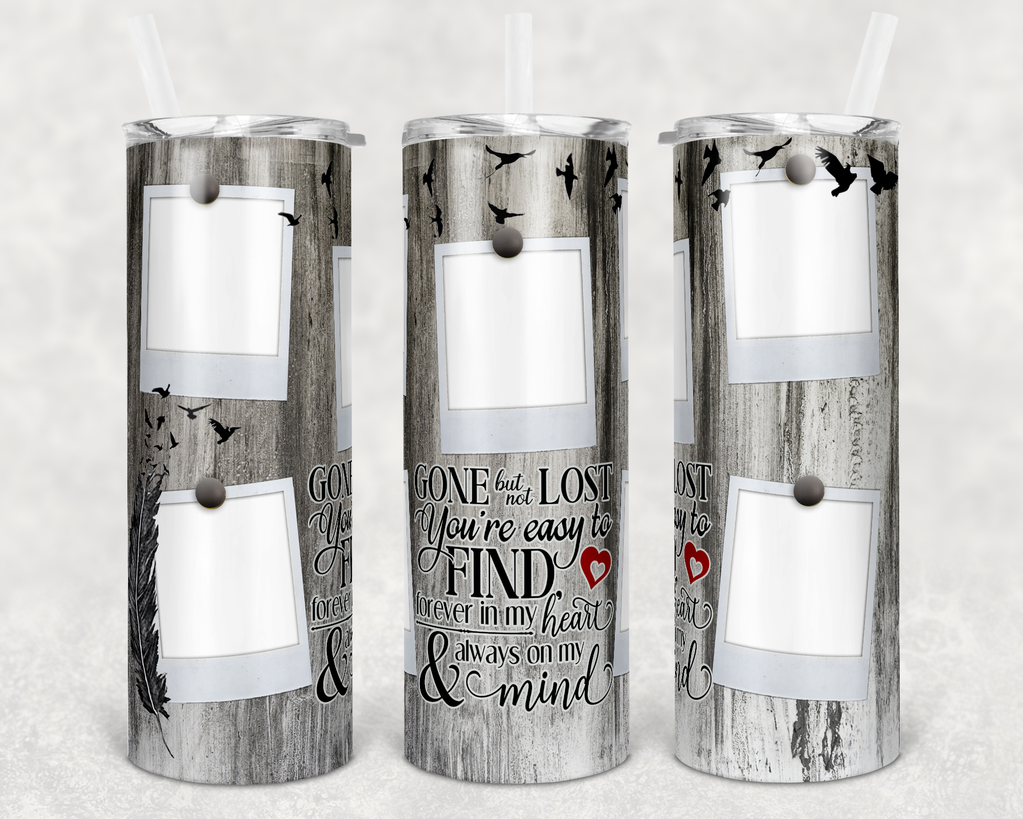 Gone But Not Lost Memorial Custom Photo 20 oz Skinny Sublimation Tumbler