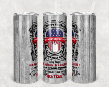 I Am A Grumpy Veteran 20 oz Skinny Sublimation Tumbler