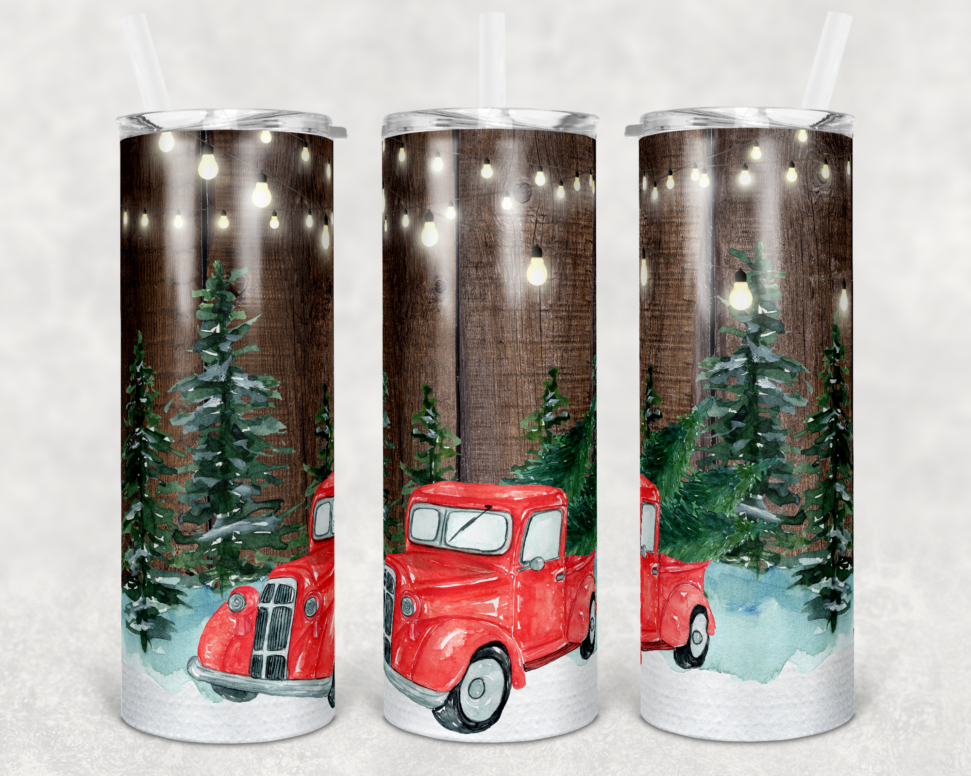 Holiday Red Truck 20 oz Skinny Sublimation Tumbler