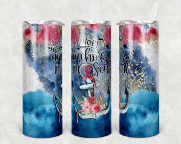 Hope Anchors the Soul Blue Background 20 oz Skinny Sublimation Tumbler