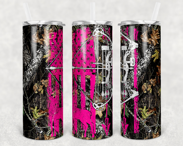 Pink Bow Hunting Camo Deer Hunting 20 oz Skinny Sublimation Tumbler