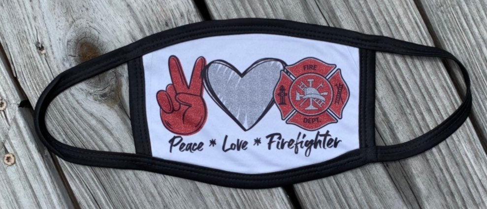 Peace Love Firefighter Triple Layer Face Mask With Filter Pocket